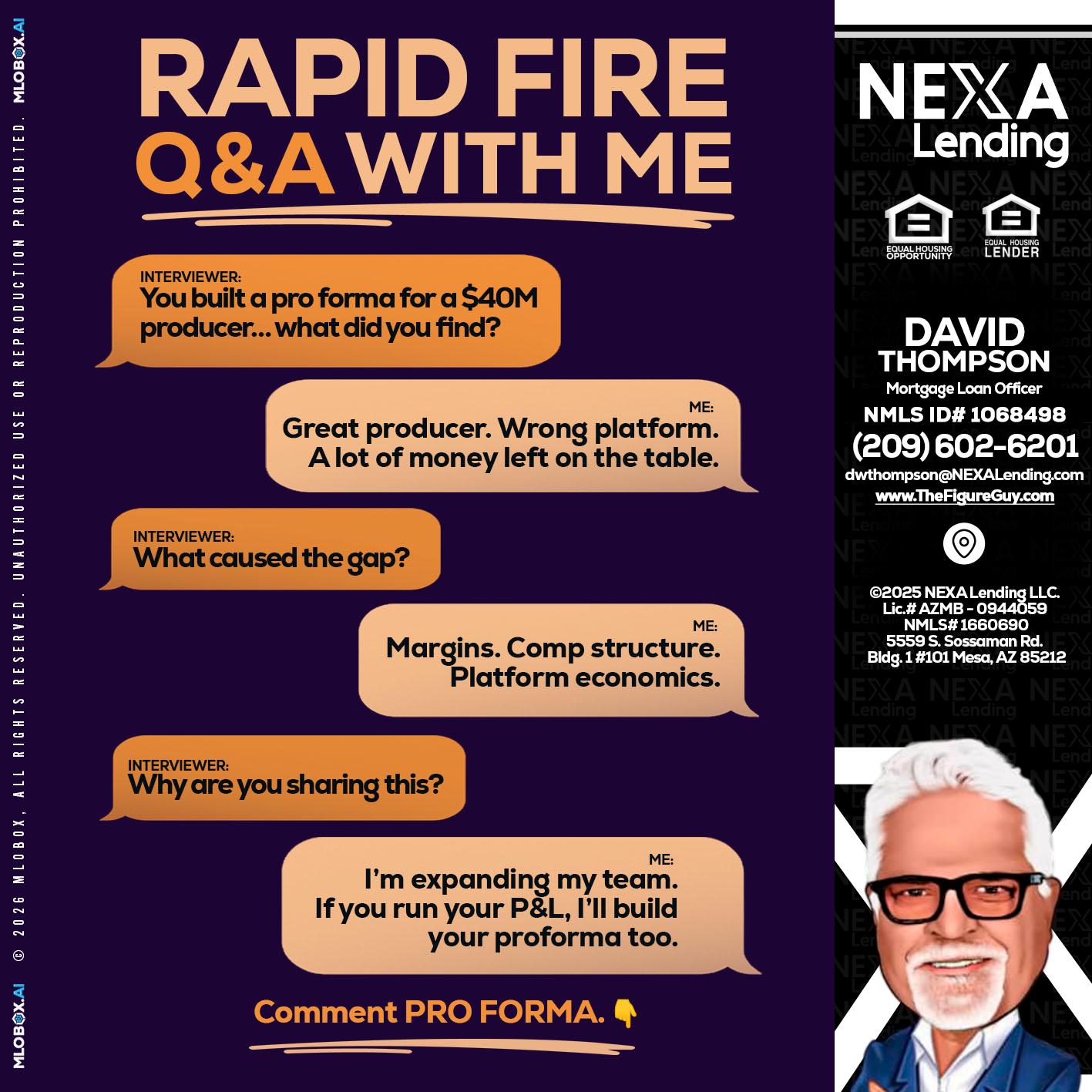 RAPID FIRE - David Thompson -Mortgage Loan Officer