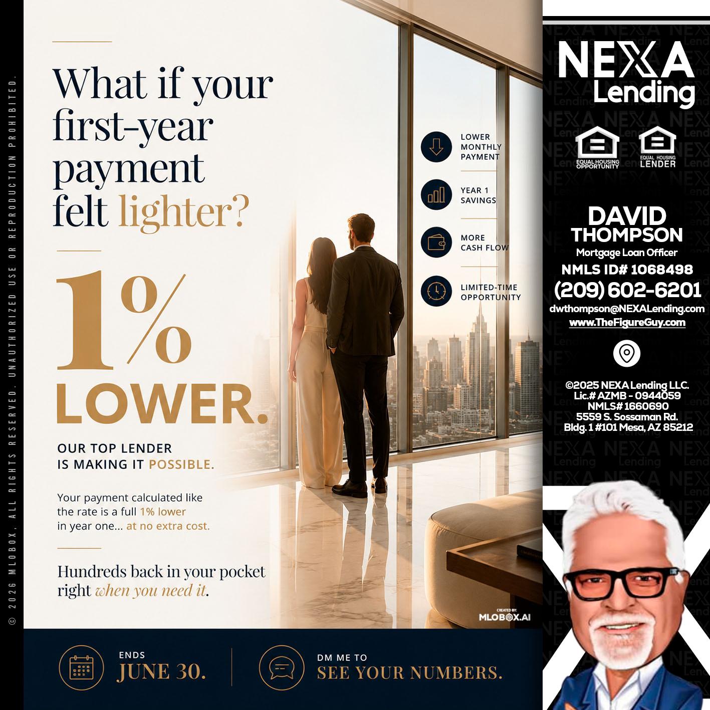 1% lower - David Thompson -Mortgage Loan Officer